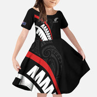 New Zealand Rugby Custom Family Matching Mermaid Dress and Hawaiian Shirt Sporty Silver Fern Shape with Maori Tattoos - Polynesian Pride