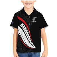 New Zealand Rugby Custom Family Matching Mermaid Dress and Hawaiian Shirt Sporty Silver Fern Shape with Maori Tattoos - Polynesian Pride