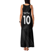 New Zealand Rugby Custom Family Matching Tank Maxi Dress and Hawaiian Shirt Sporty Silver Fern Shape with Maori Tattoos - Polynesian Pride
