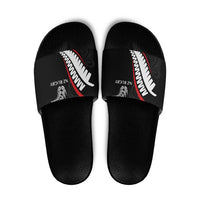 New Zealand Rugby Slide Sandals Sporty Silver Fern Shape with Maori Tattoos - Polynesian Pride