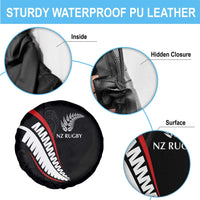 New Zealand Rugby Spare Tire Cover Sporty Silver Fern Shape with Maori Tattoos - Polynesian Pride