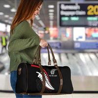 New Zealand Rugby Travel Bag Sporty Silver Fern Shape with Maori Tattoos - Polynesian Pride