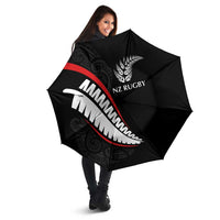 New Zealand Rugby Umbrella Sporty Silver Fern Shape with Maori Tattoos - Polynesian Pride