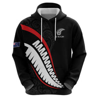 New Zealand Rugby Custom Zip Hoodie Sporty Silver Fern Shape with Maori Tattoos - Polynesian Pride