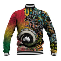Vanuatu and Australia Together Baseball Jacket Kangaroo with Pig Tusk Indigenous Pattern LT03 - Polynesian Pride