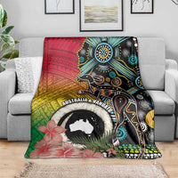 Vanuatu and Australia Together Blanket Kangaroo with Pig Tusk Indigenous Pattern LT03 - Polynesian Pride