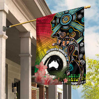 Vanuatu and Australia Together Garden Flag Kangaroo with Pig Tusk Indigenous Pattern LT03 House Flag Black - Polynesian Pride