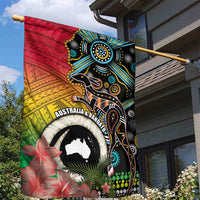 Vanuatu and Australia Together Garden Flag Kangaroo with Pig Tusk Indigenous Pattern LT03 - Polynesian Pride