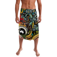Vanuatu and Australia Together Lavalava Kangaroo with Pig Tusk Indigenous Pattern LT03 Black - Polynesian Pride