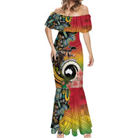 Vanuatu and Australia Together Mermaid Dress Kangaroo with Pig Tusk Indigenous Pattern