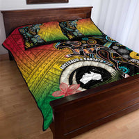 Vanuatu and Australia Together Quilt Bed Set Kangaroo with Pig Tusk Indigenous Pattern LT03 - Polynesian Pride