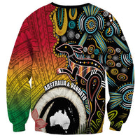 Vanuatu and Australia Together Sweatshirt Kangaroo with Pig Tusk Indigenous Pattern LT03 - Polynesian Pride