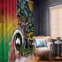Vanuatu and Australia Together Window Curtain Kangaroo with Pig Tusk Indigenous Pattern LT03 - Polynesian Pride