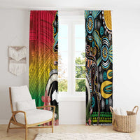 Vanuatu and Australia Together Window Curtain Kangaroo with Pig Tusk Indigenous Pattern LT03 - Polynesian Pride