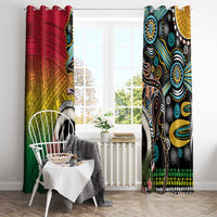 Vanuatu and Australia Together Window Curtain Kangaroo with Pig Tusk Indigenous Pattern LT03 - Polynesian Pride