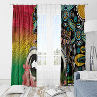 Vanuatu and Australia Together Window Curtain Kangaroo with Pig Tusk Indigenous Pattern LT03 - Polynesian Pride