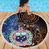 Samoa and Australia Together Beach Blanket Kangaroo and Tribal Hibiscus Aboriginal Pattern LT03 - Polynesian Pride