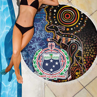 Samoa and Australia Together Beach Blanket Kangaroo and Tribal Hibiscus Aboriginal Pattern LT03 - Polynesian Pride