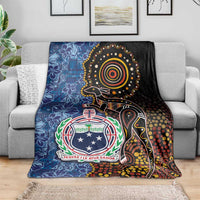 Samoa and Australia Together Blanket Kangaroo and Tribal Hibiscus Aboriginal Pattern LT03 - Polynesian Pride