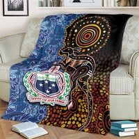 Samoa and Australia Together Blanket Kangaroo and Tribal Hibiscus Aboriginal Pattern LT03 - Polynesian Pride
