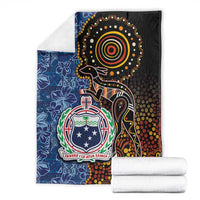 Samoa and Australia Together Blanket Kangaroo and Tribal Hibiscus Aboriginal Pattern LT03 - Polynesian Pride