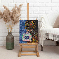 Samoa and Australia Together Canvas Wall Art Kangaroo and Tribal Hibiscus Aboriginal Pattern LT03 - Polynesian Pride