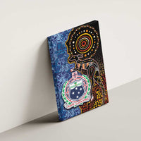 Samoa and Australia Together Canvas Wall Art Kangaroo and Tribal Hibiscus Aboriginal Pattern LT03 - Polynesian Pride