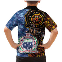 Samoa and Australia Together Family Matching Mermaid Dress and Hawaiian Shirt Kangaroo and Tribal Hibiscus Aboriginal Pattern