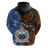 Samoa and Australia Together Hoodie Kangaroo and Tribal Hibiscus Aboriginal Pattern LT03 - Polynesian Pride