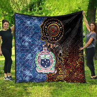 Samoa and Australia Together Quilt Kangaroo and Tribal Hibiscus Aboriginal Pattern