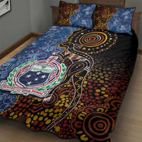 Samoa and Australia Together Quilt Bed Set Kangaroo and Tribal Hibiscus Aboriginal Pattern LT03 - Polynesian Pride