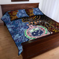 Samoa and Australia Together Quilt Bed Set Kangaroo and Tribal Hibiscus Aboriginal Pattern LT03 - Polynesian Pride
