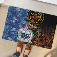 Samoa and Australia Together Rubber Doormat Kangaroo and Tribal Hibiscus Aboriginal Pattern LT03 - Polynesian Pride