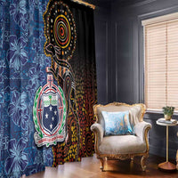 Samoa and Australia Together Window Curtain Kangaroo and Tribal Hibiscus Aboriginal Pattern LT03 - Polynesian Pride