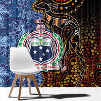 Samoa and Australia Together Window Curtain Kangaroo and Tribal Hibiscus Aboriginal Pattern LT03 - Polynesian Pride