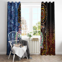 Samoa and Australia Together Window Curtain Kangaroo and Tribal Hibiscus Aboriginal Pattern LT03 - Polynesian Pride
