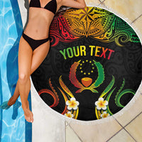 Personalised Pohnpei Independence Day Beach Blanket Polynesian Tattoo and Plumeria Reggae Color LT03 - Polynesian Pride