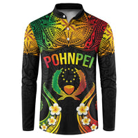 Personalised Pohnpei Independence Day Button Sweatshirt Polynesian Tattoo and Plumeria Reggae Color LT03 Reggae - Polynesian Pride