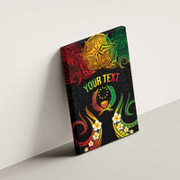 Personalised Pohnpei Independence Day Canvas Wall Art Polynesian Tattoo and Plumeria Reggae Color LT03 - Polynesian Pride