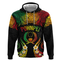 Personalised Pohnpei Independence Day Hoodie Polynesian Tattoo and Plumeria Reggae Color LT03 Pullover Hoodie Reggae - Polynesian Pride