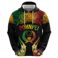 Personalised Pohnpei Independence Day Hoodie Polynesian Tattoo and Plumeria Reggae Color LT03 - Polynesian Pride