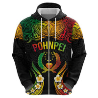 Personalised Pohnpei Independence Day Hoodie Polynesian Tattoo and Plumeria Reggae Color LT03 - Polynesian Pride