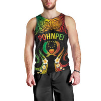 Personalised Pohnpei Independence Day Men Tank Top Polynesian Tattoo and Plumeria Reggae Color LT03 - Polynesian Pride