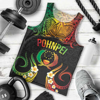 Personalised Pohnpei Independence Day Men Tank Top Polynesian Tattoo and Plumeria Reggae Color LT03 - Polynesian Pride