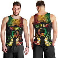Personalised Pohnpei Independence Day Men Tank Top Polynesian Tattoo and Plumeria Reggae Color LT03 - Polynesian Pride