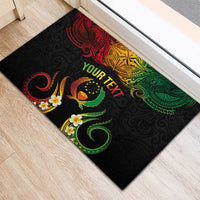Personalised Pohnpei Independence Day Rubber Doormat Polynesian Tattoo and Plumeria Reggae Color LT03 - Polynesian Pride