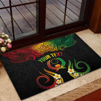 Personalised Pohnpei Independence Day Rubber Doormat Polynesian Tattoo and Plumeria Reggae Color LT03 - Polynesian Pride