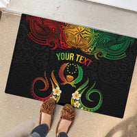 Personalised Pohnpei Independence Day Rubber Doormat Polynesian Tattoo and Plumeria Reggae Color LT03 - Polynesian Pride