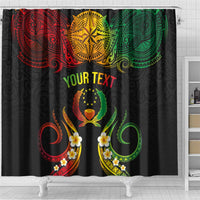 Personalised Pohnpei Independence Day Shower Curtain Polynesian Tattoo and Plumeria Reggae Color