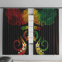Personalised Pohnpei Independence Day Window Curtain Polynesian Tattoo and Plumeria Reggae Color LT03 With Hooks Reggae - Polynesian Pride